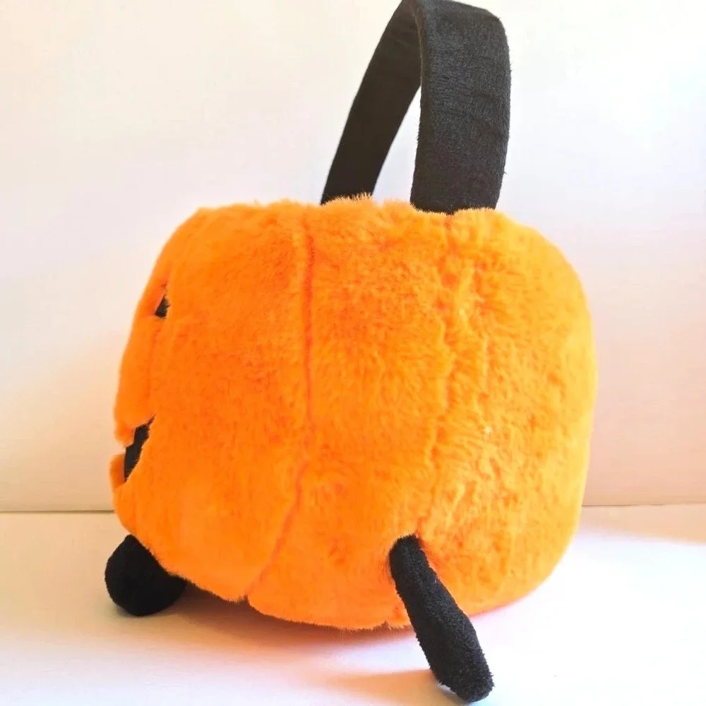 Martha Stewart Halloween Plush Pumpkin‎ Candy Bucket Bag with Handle